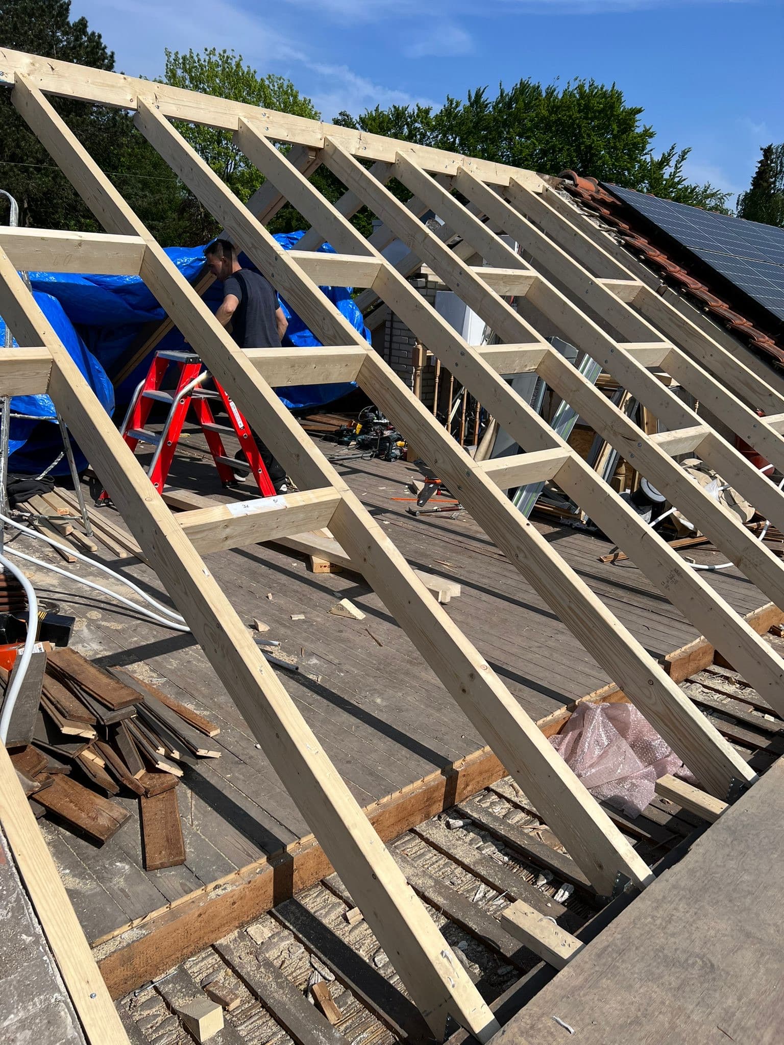 A prefab module being installed