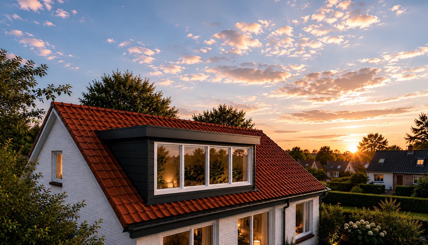 A prefab dormer installed on a pitched roof